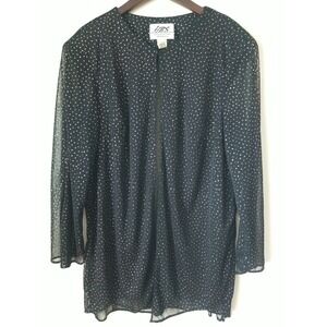 HBS Collection Women's Sheer Blouse Overtop Long Sleeve Black Purple Top‎ 20W